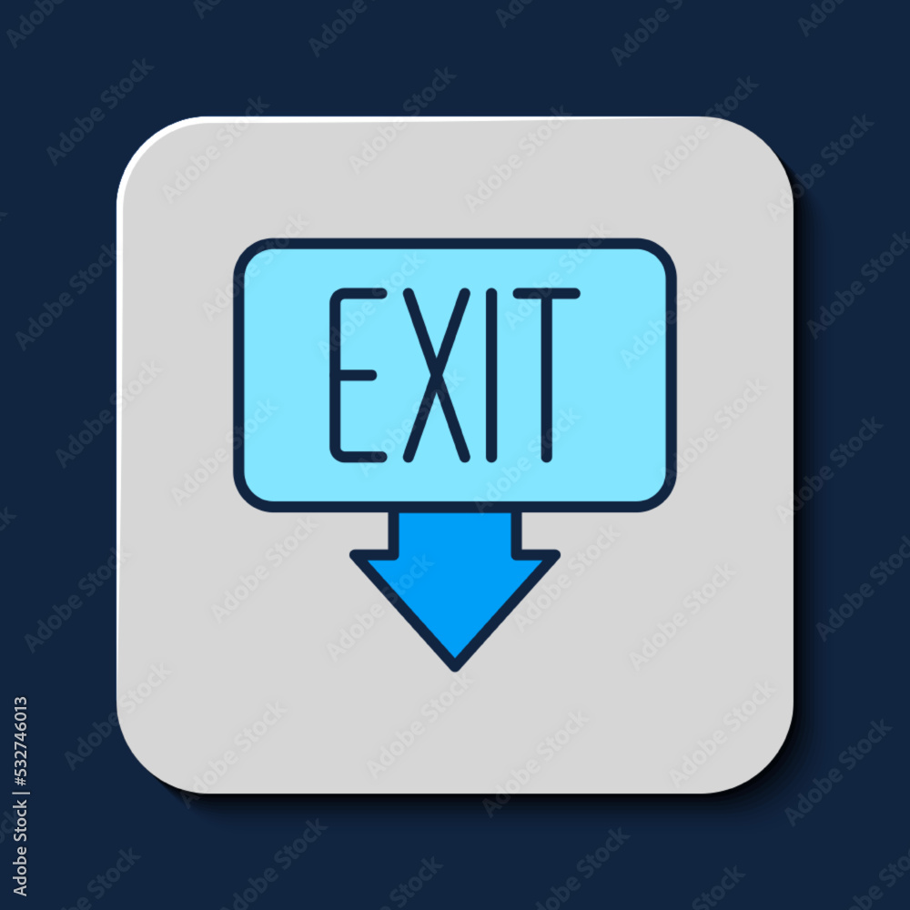 Filled outline Fire exit icon isolated on blue background. Fire emergency icon. Vector Filled outline Fire exit icon isolated on blue background. Fire emergency icon. Vector