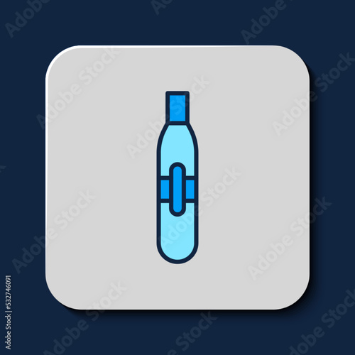 Filled outline Electronic cigarette icon isolated on blue background. Vape smoking tool. Vaporizer Device. Vector