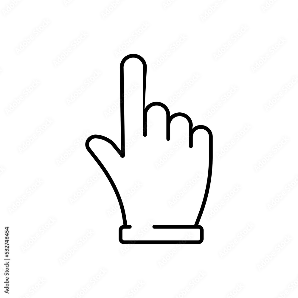 A simple linear cursor icon in the form of a human hand. A simple linear cursor icon in the form of a human hand.