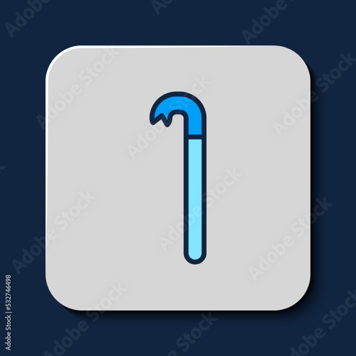 Filled outline Crowbar icon isolated on blue background. Vector