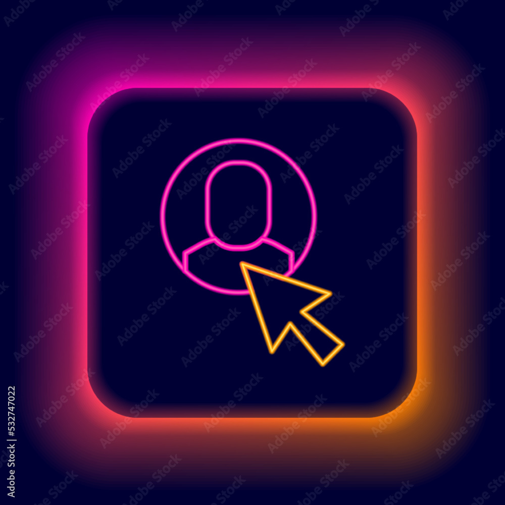 Glowing neon line Worker icon isolated on black background. Business avatar symbol user profile icon. Male user sign. Colorful outline concept. Vector Glowing neon line Worker icon isolated on black background. Business avatar symbol user profile icon. Male user sign. Colorful outline concept. Vector