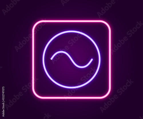 Glowing neon line AC voltage source symbol icon isolated on black background. Alternating current symbol. Colorful outline concept. Vector
