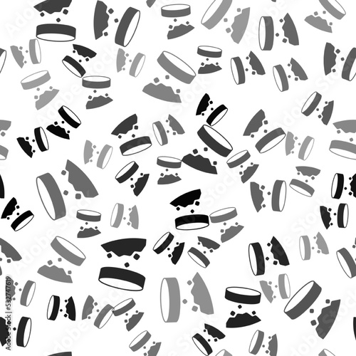 Black Giant magnet holding iron dust icon isolated seamless pattern on white background. Vector