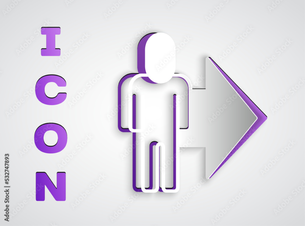 Paper cut Leader of a team of executives icon isolated on grey background. Paper art style. Vector Paper cut Leader of a team of executives icon isolated on grey background. Paper art style. Vector
