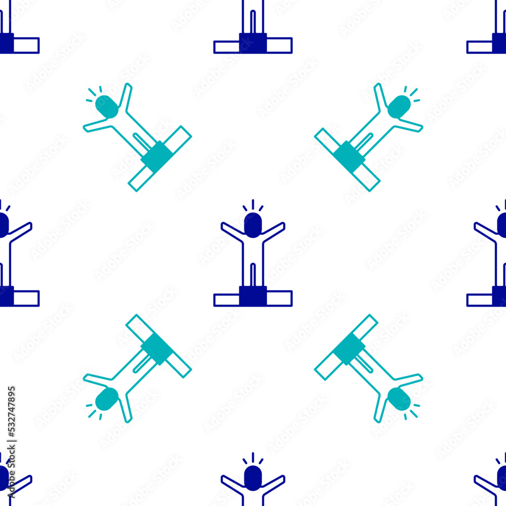 Blue Productive human icon isolated seamless pattern on white background. Idea work, success, productivity, vision and efficiency concept. Vector Blue Productive human icon isolated seamless pattern on white background. Idea work, success, productivity, vision and efficiency concept. Vector