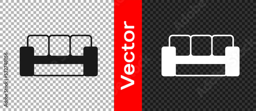 Black Sofa icon isolated on transparent background. Vector