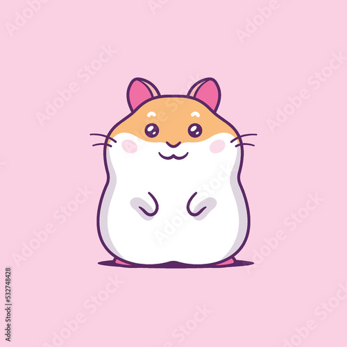 Cute hamster, kawai vector cartoon illustration photo