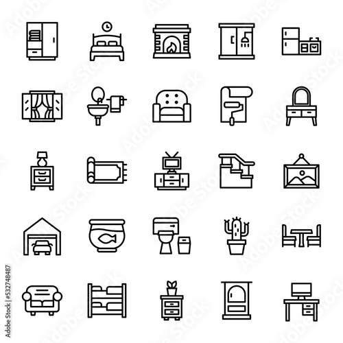 furniture icons set illustration vector graphic