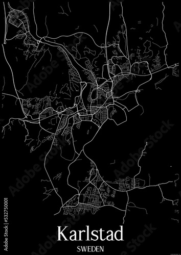 Black and White city map poster of Karlstad Sweden.