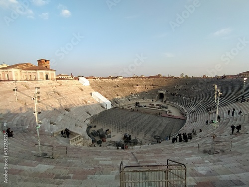 View of famous amphitheater Arena in Verona city, Italy photo