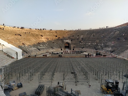 View of famous amphitheater Arena in Verona city, Italy photo