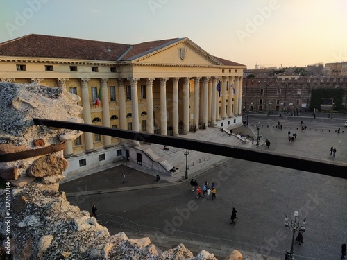 View of Verona city hall from Arena amphitheater , Italy photo