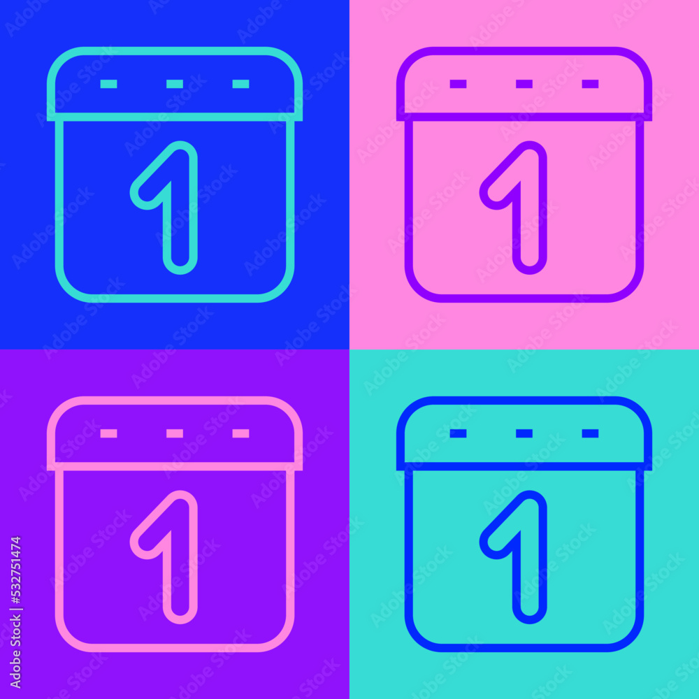 Pop art line Calendar icon isolated on color background. Event reminder symbol. Vector Pop art line Calendar icon isolated on color background. Event reminder symbol. Vector