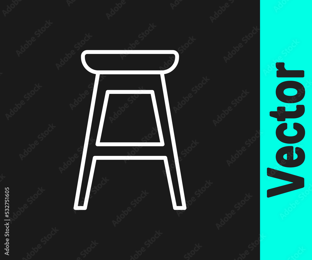 White line Chair icon isolated on black background. Vector