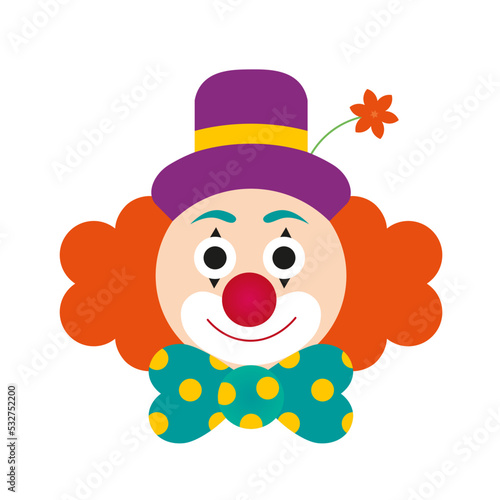 Illustration of a colorful cute clown with hat.