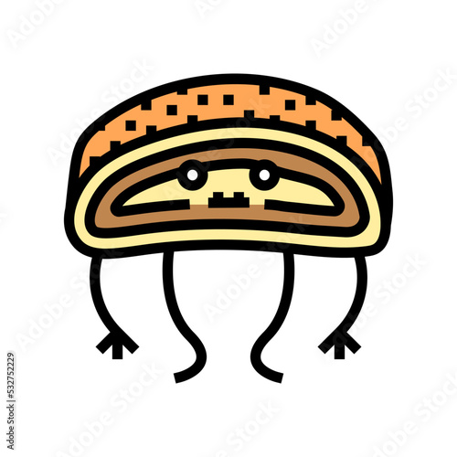 apple strudel dessert character color icon vector. apple strudel dessert character sign. isolated symbol illustration