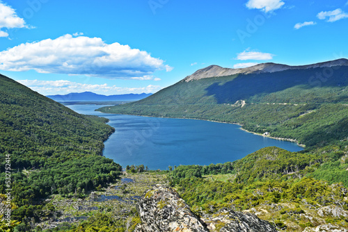 one of the most beautiful lakes in Tierra del Fuego, hidden between the mountains, Lago Escondido.