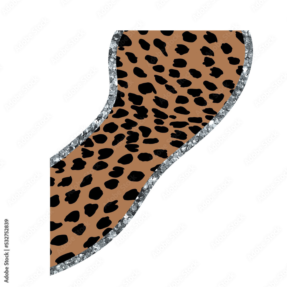 Fototapeta premium Cheetah Print With Silver Shiny Glitter Outline