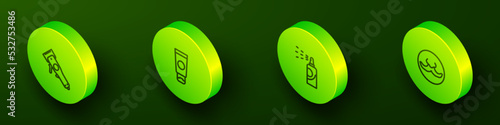 Set Isometric line Electrical hair clipper, Cream cosmetic tube, Spray can for hairspray and Mustache icon. Vector