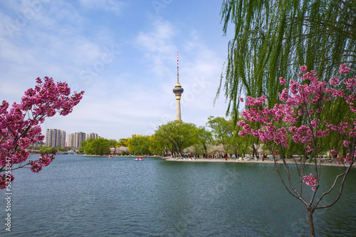 TV tower and lake in yuyuantan park