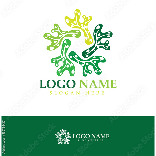 Seaweed vector logo icon illustration design.includes seafood,natural products,florist,ecology,wellness,spa.
