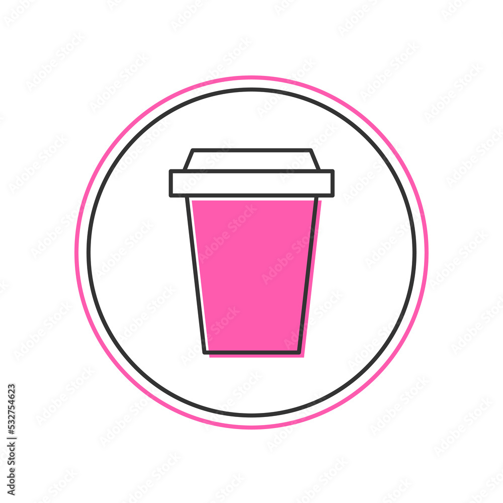 Filled outline Coffee cup to go icon isolated on white background. Vector Filled outline Coffee cup to go icon isolated on white background. Vector