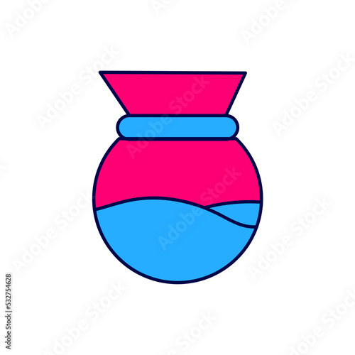 Filled outline Pour over coffee maker icon isolated on white background. Alternative methods of brewing coffee. Coffee culture. Vector