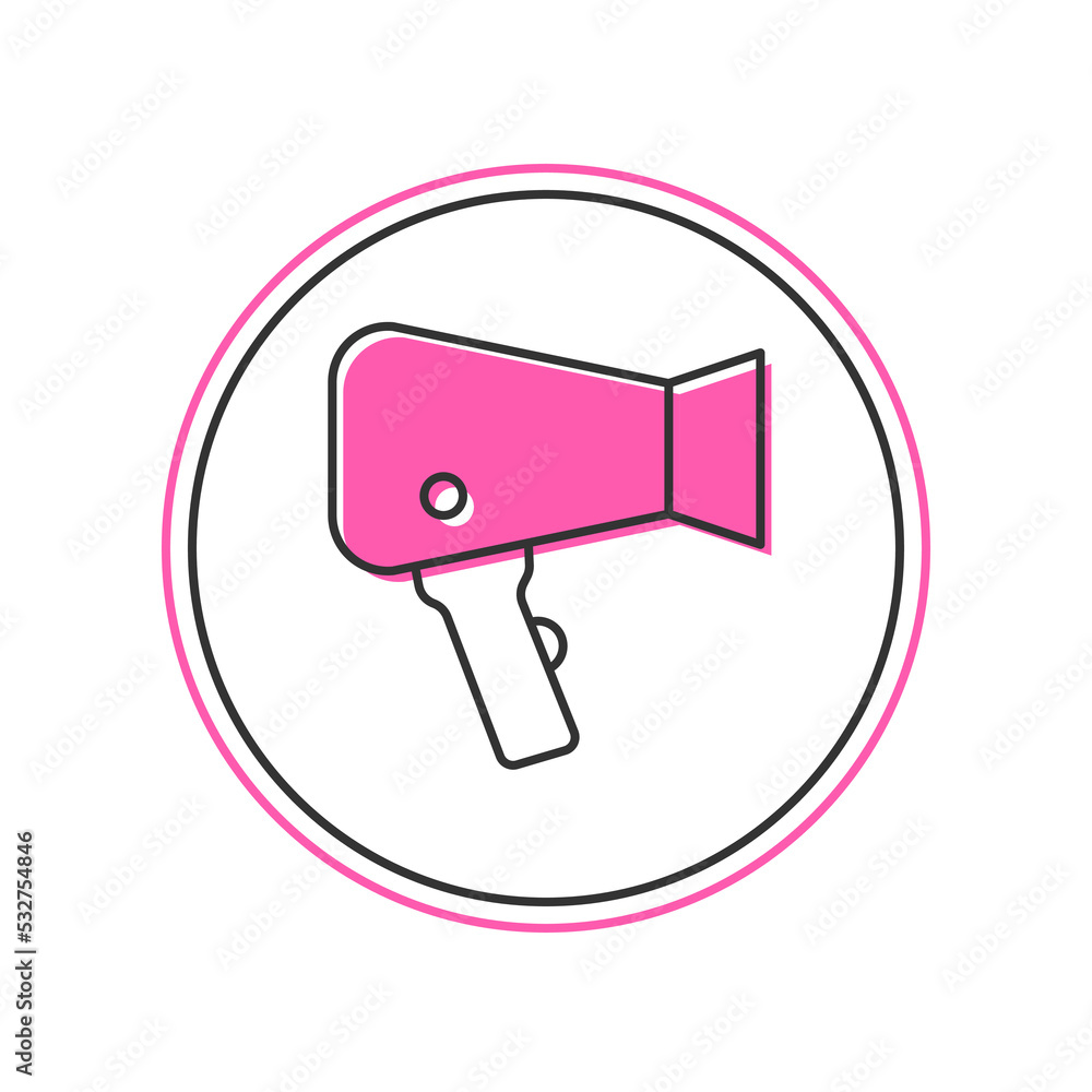 Filled outline Hair dryer icon isolated on white background. Hairdryer sign. Hair drying symbol. Blowing hot air. Vector