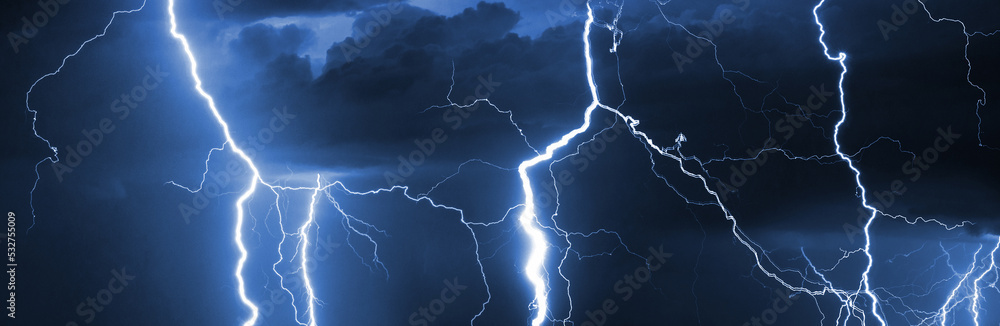 Fork lightning striking down during summer storm Fork lightning striking down during summer storm