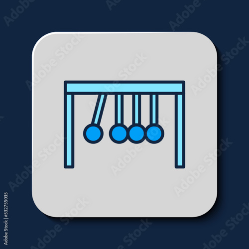 Filled outline Pendulum icon isolated on blue background. Newtons cradle. Vector