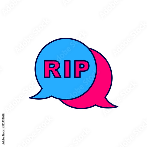 Filled outline Speech bubble rip death icon isolated on white background. Vector
