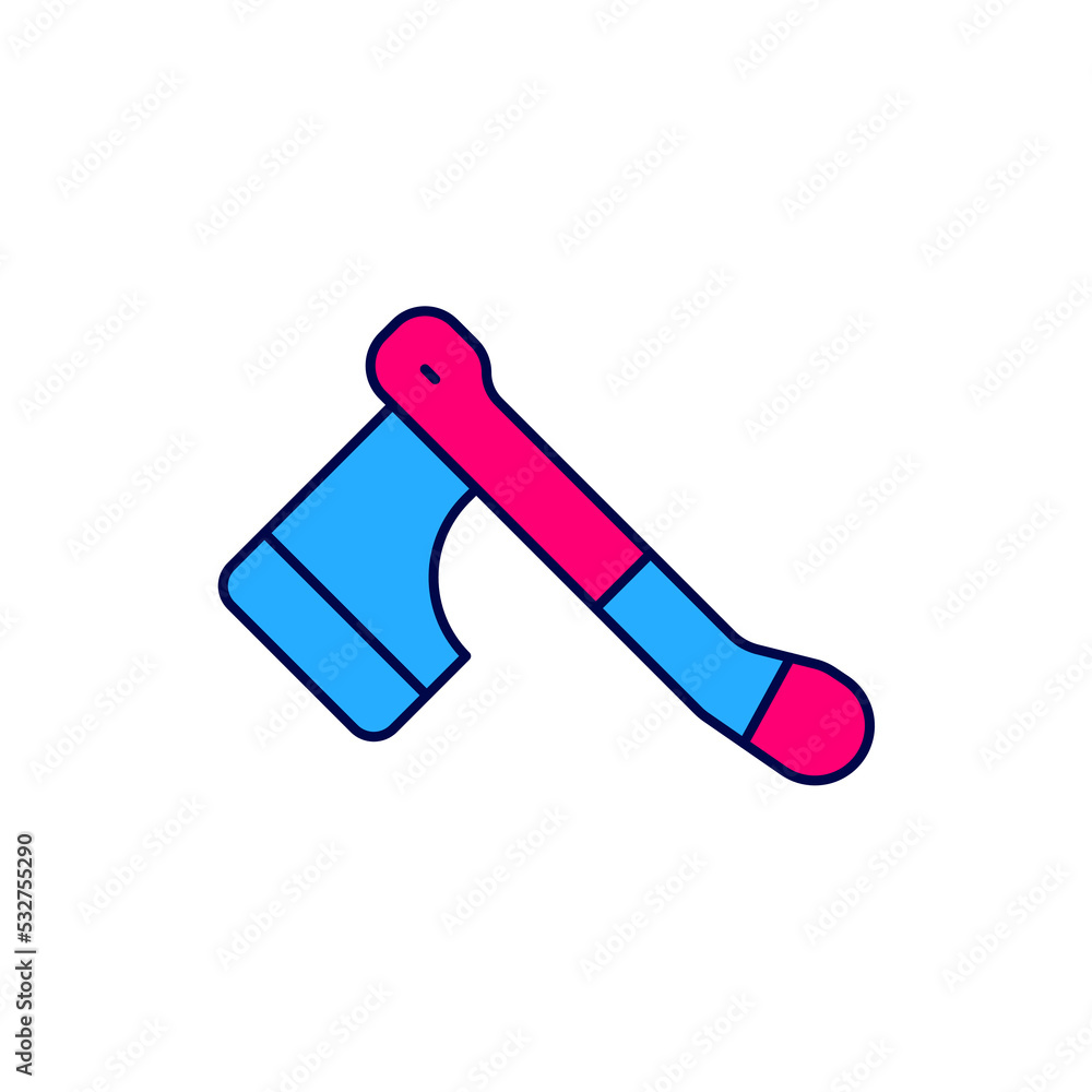 Filled outline Wooden axe icon isolated on white background. Lumberjack axe. Happy Halloween party. Vector Filled outline Wooden axe icon isolated on white background. Lumberjack axe. Happy Halloween party. Vector
