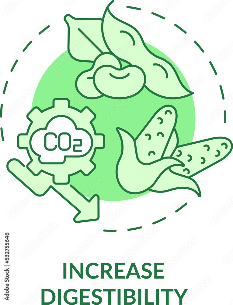 Fototapeta premium Increase digestibility green concept icon. Legume and corn crops usage abstract idea thin line illustration. Isolated outline drawing