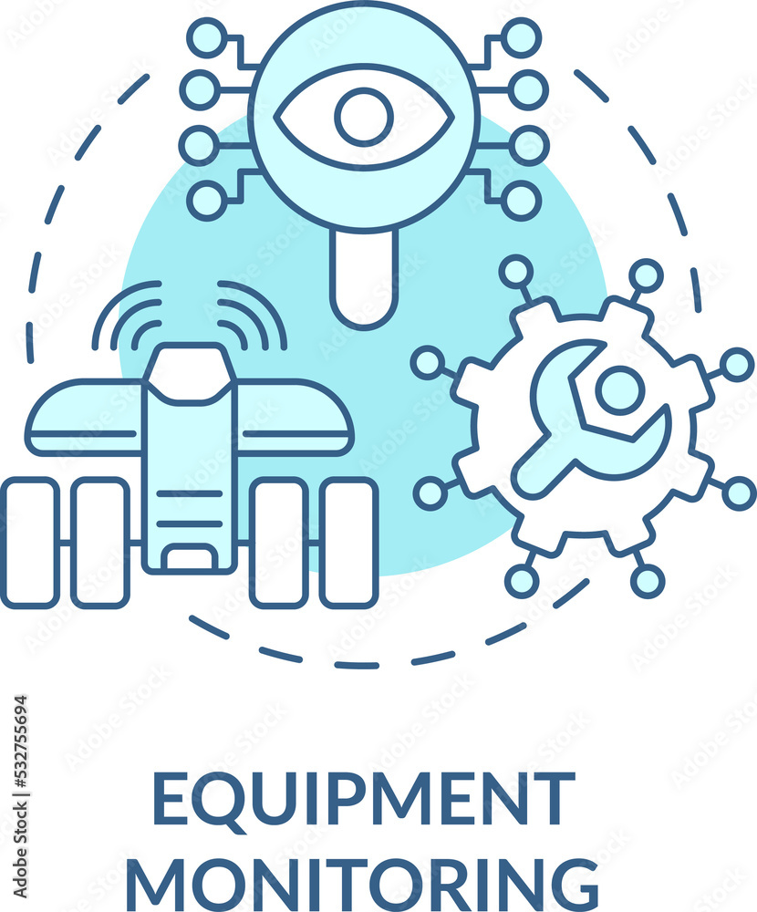 Equipment monitoring turquoise concept icon. Smart agriculture advantage abstract idea thin line illustration. Isolated outline drawing