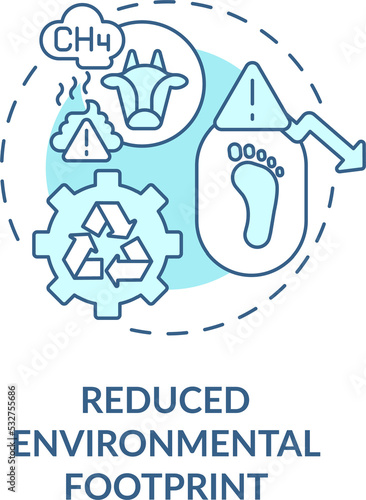 Reduced environmental footprint turquoise concept icon. Farming practices abstract idea thin line illustration. Isolated outline drawing