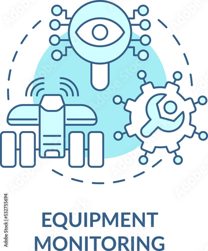 Equipment monitoring turquoise concept icon. Smart agriculture advantage abstract idea thin line illustration. Isolated outline drawing