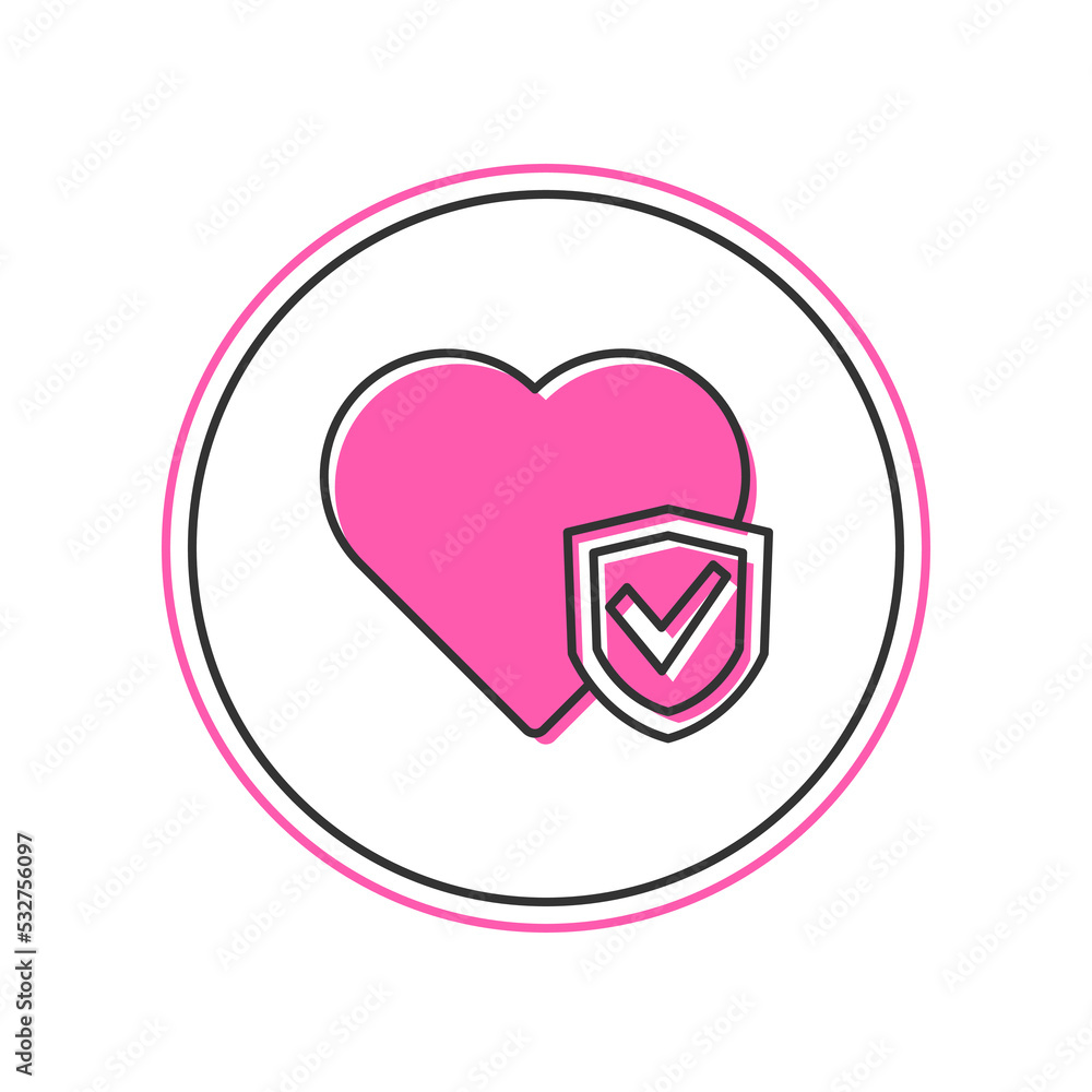 Filled outline Life insurance with shield icon isolated on white background. Security, safety, protection, protect concept. Vector Filled outline Life insurance with shield icon isolated on white background. Security, safety, protection, protect concept. Vector