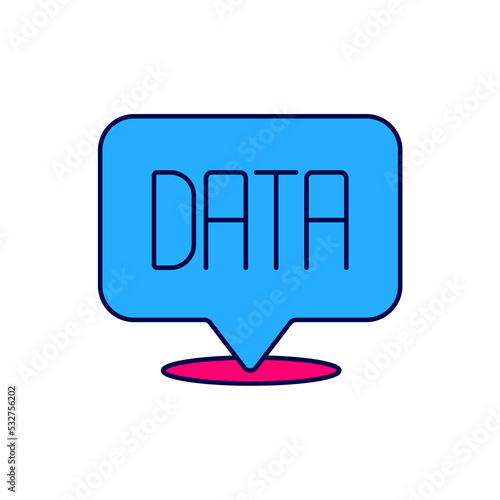 Filled outline Data analysis icon isolated on white background. Business data analysis process, statistics. Charts and diagrams. Vector