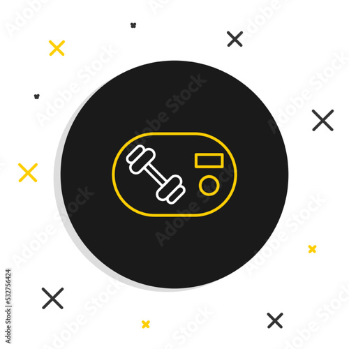 Line Fitness club, gym card icon isolated on white background. Colorful outline concept. Vector