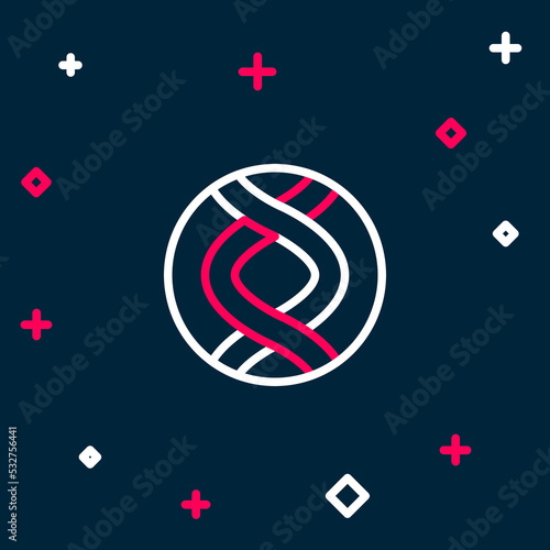 Line DNA symbol icon isolated on blue background. Genetic engineering, genetics testing, cloning, paternity testing. Colorful outline concept. Vector