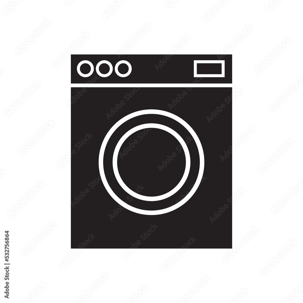 Graphic flat washing machine icon for your design and website