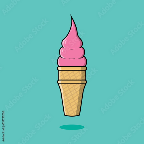 Illustration vector graphic of fresh strawberry ice cream. Perfect for ice cream product, etc.