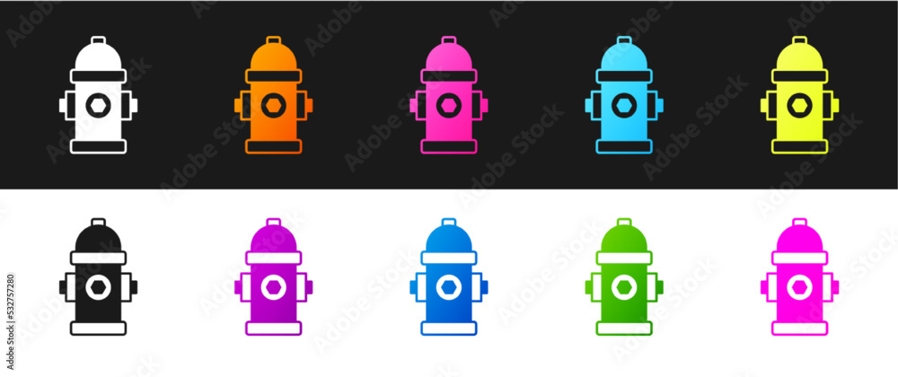 Set Fire hydrant icon isolated on black and white background. Vector Set Fire hydrant icon isolated on black and white background. Vector