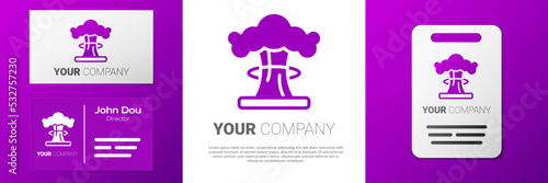 Logotype Nuclear explosion icon isolated on white background. Atomic bomb. Symbol of nuclear war, end of world. Logo design template element. Vector