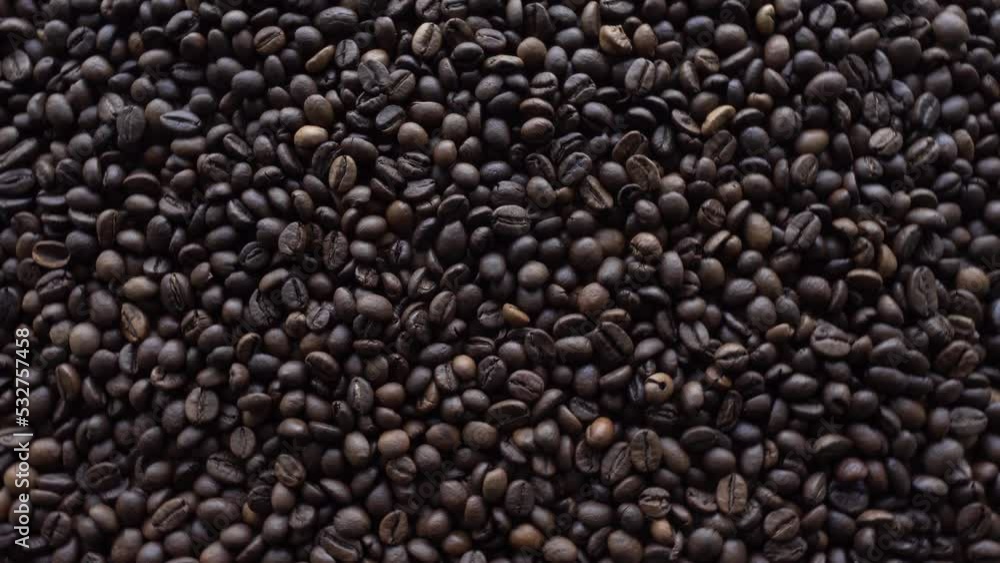 Toasting and Roasting Coffee Beans Rotating. Drink Concept. Toasting and Roasting Coffee Beans Rotating. Drink Concept.