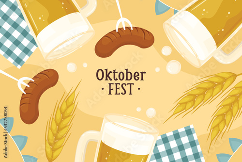 hand drawn oktoberfest background vector design illustration