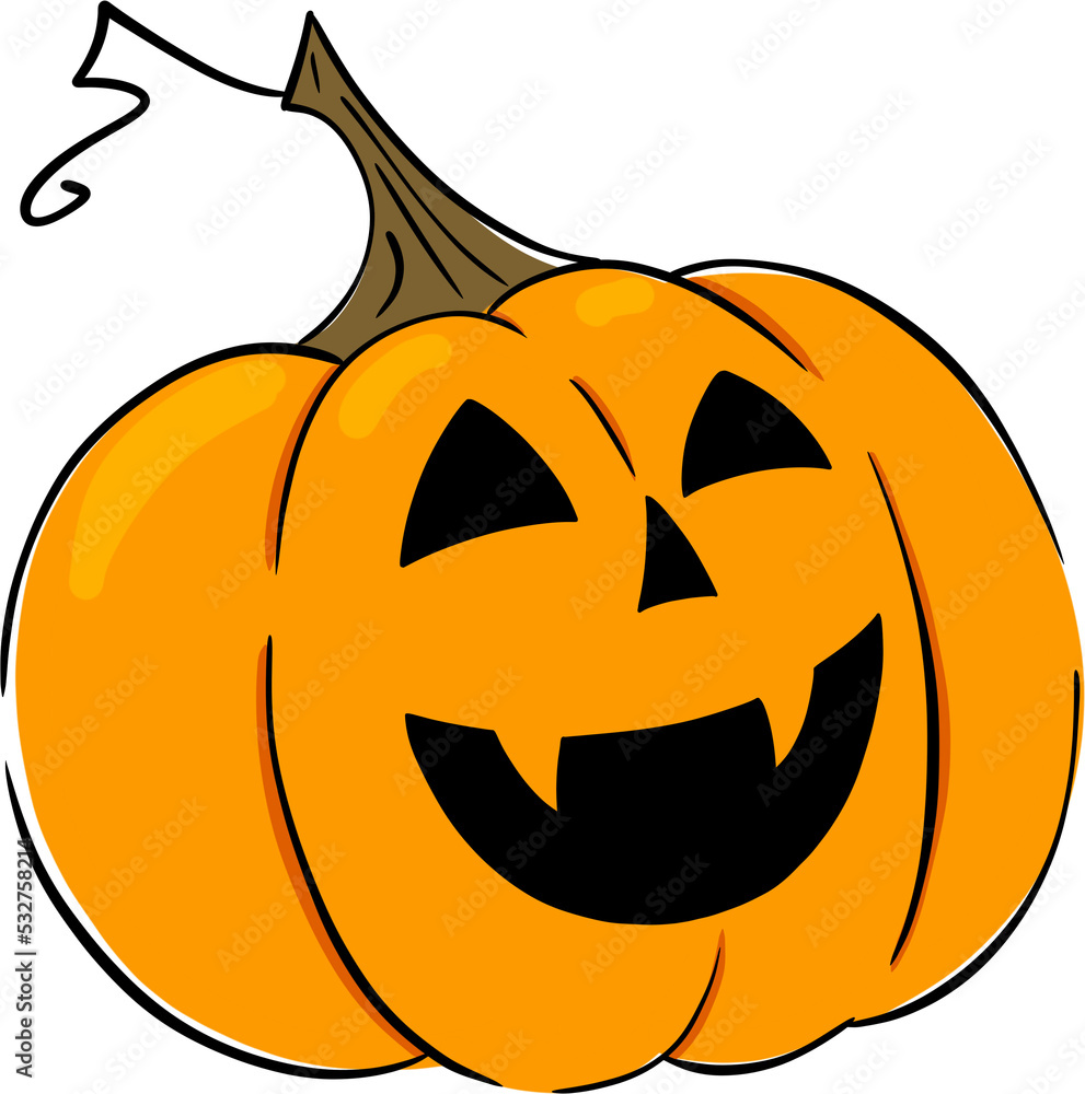 Fototapeta premium Hand drawn doodle linear Halloween pumpking