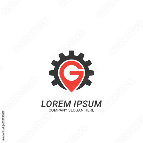 Automotive garage logo. Letter g for auto repair service location icon vector template.