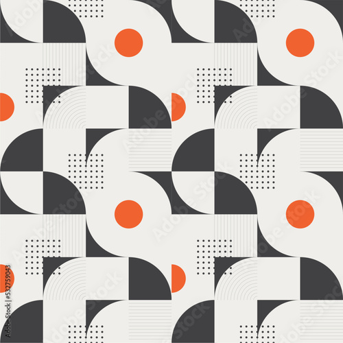 seamless pattern with geometric abstract square blocks with orange dots. pattern for wall decoration. Patchwork ornament. Wall art Vector illustration flooring.