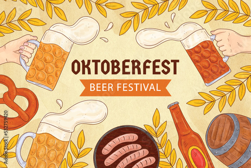 watercolor oktoberfest background vector design illustration